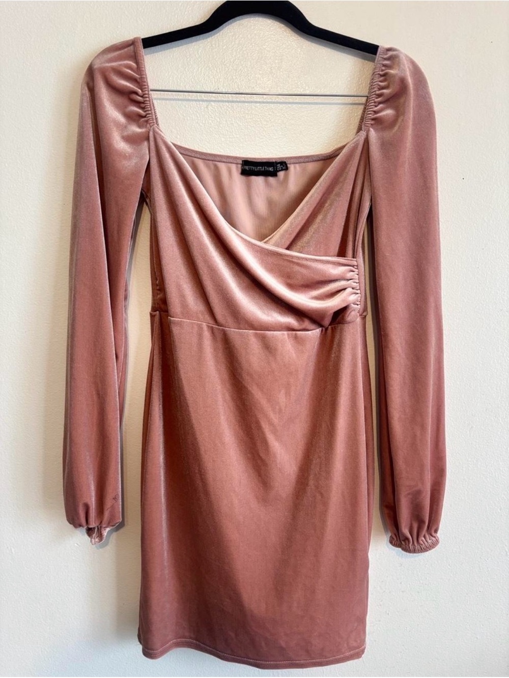Rose Pink Velvet Long-Sleeve Dress